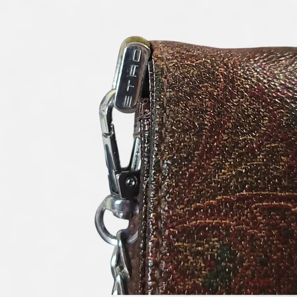 Etro Patterned Brown Clutch with Silver Chain - Picture 5 of 9
